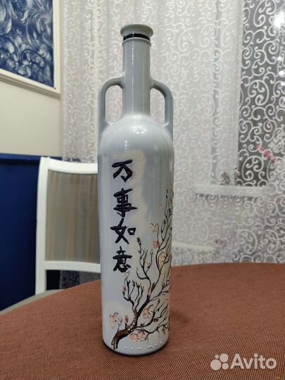 Бутылка -ваза ручная роспись