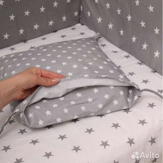 Бортик в кроватку Body Pillow, цвет: серый/голубой