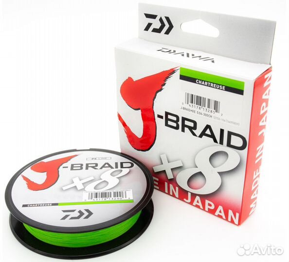 Шнур Daiwa J-Braid X8 150м 0.24мм 18.0кг Chartreus