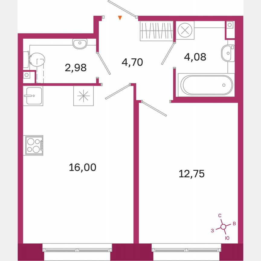 1-к. квартира, 40,5 м², 2/10 эт.