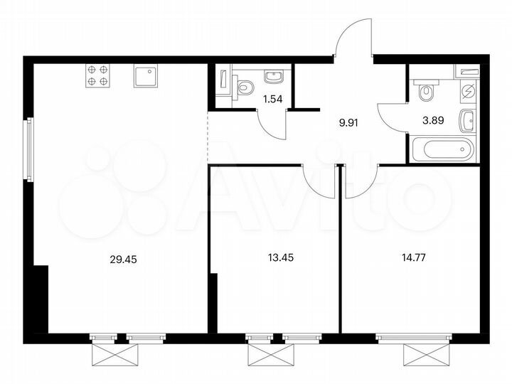 2-к. квартира, 73 м², 31/33 эт.