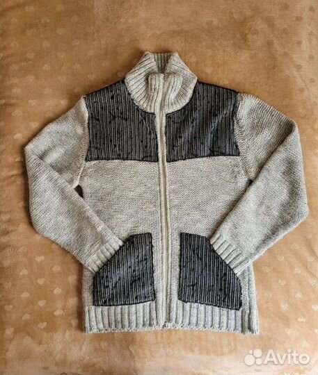 Свитер шерстяной мужской теплый кофта на молнии 50