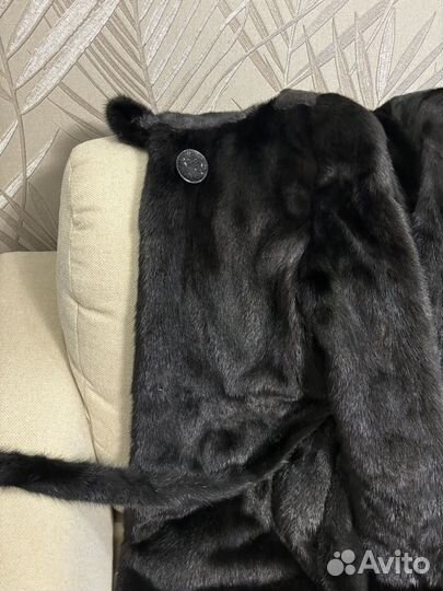 Шуба норковая черная с капюшоном