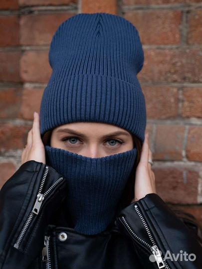 Шапка и снуд- шарф баф в подарок балаклава унисекс