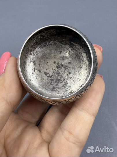 Парные солонки Русский стиль Домик серебро 84