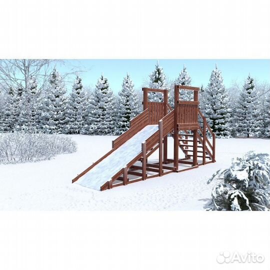 Зимняя деревянная горка CustWood Winter W2 (лестни