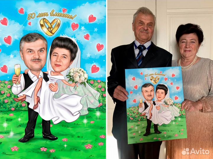 Шарж по вашему Фото. Картина на холсте Friends