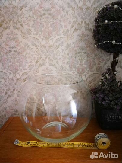 Ваза круглая стеклянная для суккулентов d23 см