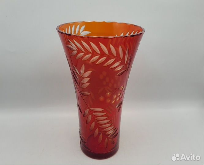 Ваза для цветов цветное рубиновое стекло Рябинка