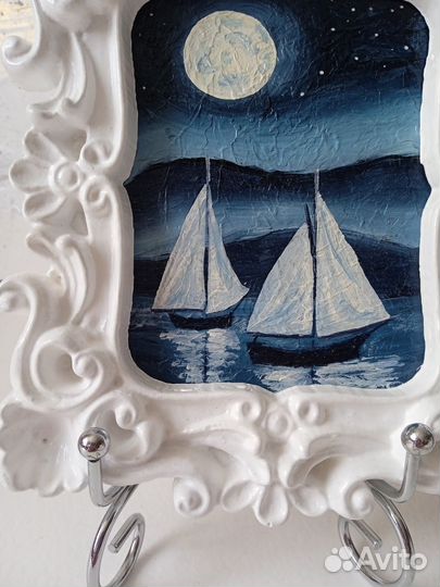 Картина маслом в винтажной рамке