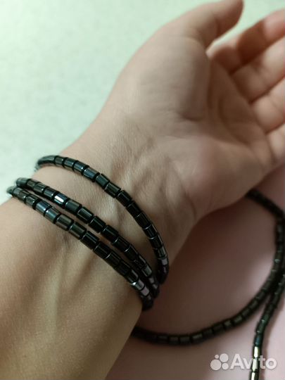 Бусы и браслет из гематита