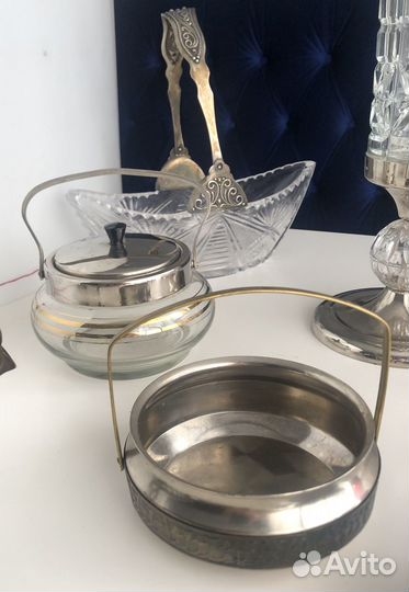 Вазы салатники мельхиор латунь хрусталь СССР