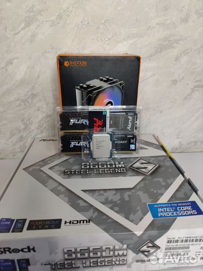 Новый комплект i5 12400f+Asrock b660m+16gb+кулер