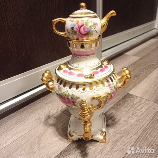 Самовар сувенирный Розовая Гжель СССР