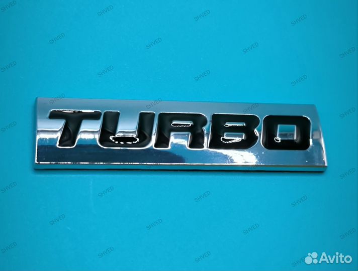 Наклейка декоративная шильдик Turbo металл