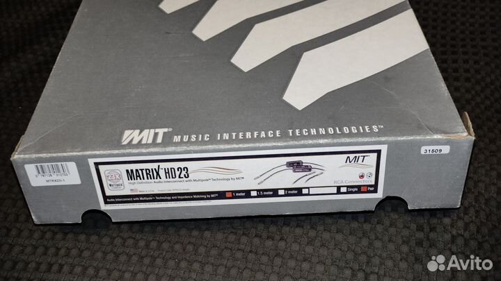 Межблочный кабель MIT matrix HD 23 rca-rca 1m