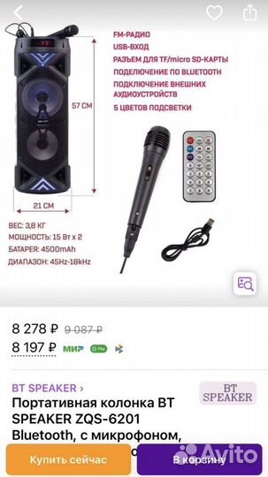 Bluetooth колонка с караоке