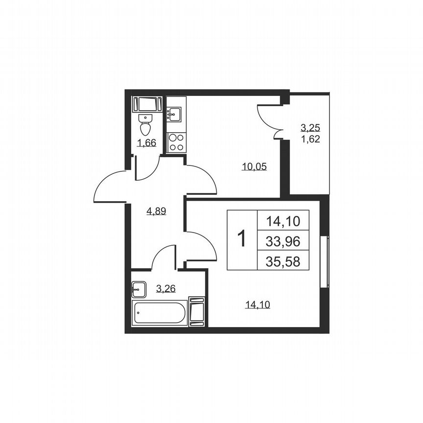 1-к. квартира, 35,6 м², 4/19 эт.