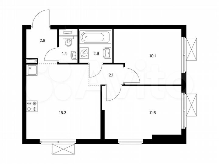 2-к. квартира, 46,1 м², 18/25 эт.