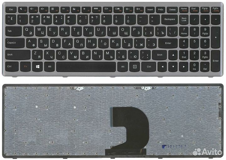 Клавиатура Lenovo IdeaPad Z500 черная серая рамка