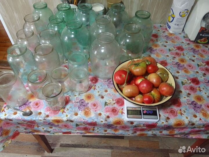 Продам банки и помидоры розовые домашние