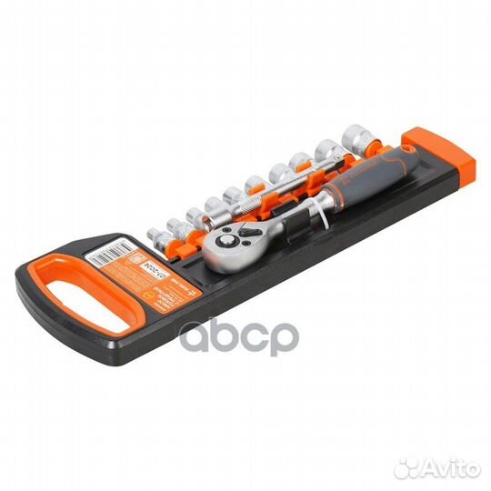 Набор головок с трещоткой 1/4 72Т 12пр. (4-13мм