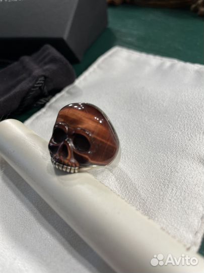 Серебряное кольцо череп david yurman