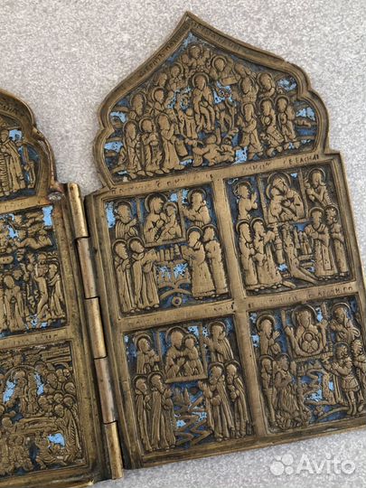 Складень Праздники. Икона 2 створки. Эмаль