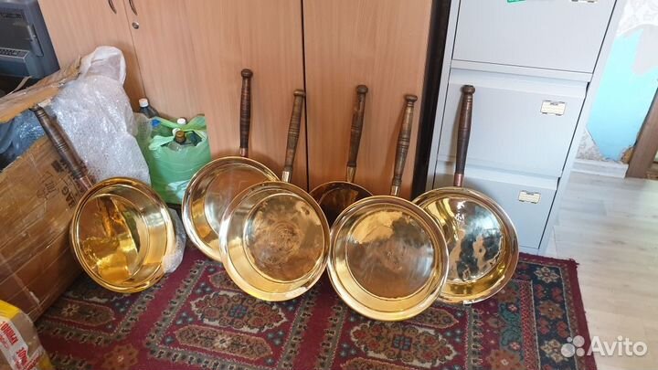 Латунный таз и поднос после реставрации