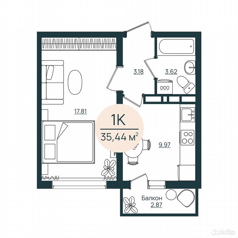 1-к. квартира, 35,4 м², 8/12 эт., Херсон