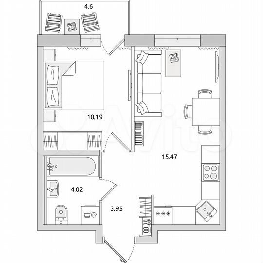 1-к. квартира, 38,2 м², 4/17 эт.