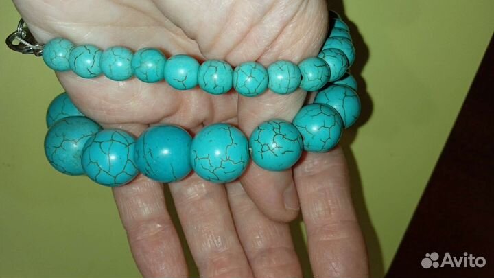 Бирюза натуральная, бусы СССР, состояние отличное
