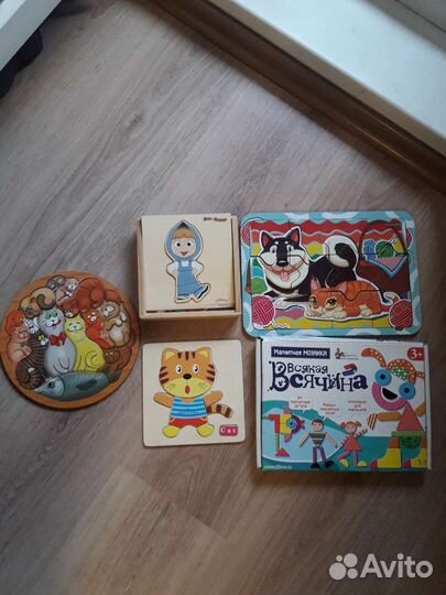 Пакет -деревянные пазлы и магнитная мозаика