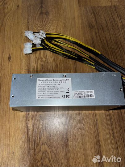 Блок питания bitmain APW7 1800Вт, 12В 150А