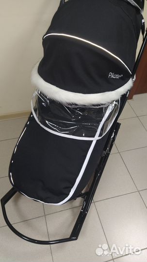 Новые санки коляска Pikate Arktik (чёрный)