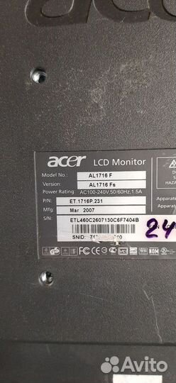 Мониторы Acer AL1716F и HP P17A