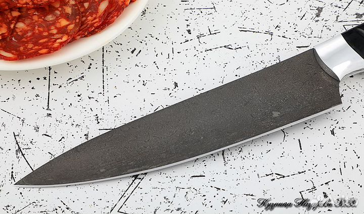 Кухонный нож Шеф № 9 Х12мф рукоять акрил черный