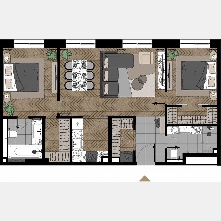 2-к. апартаменты, 80 м², 21/23 эт.