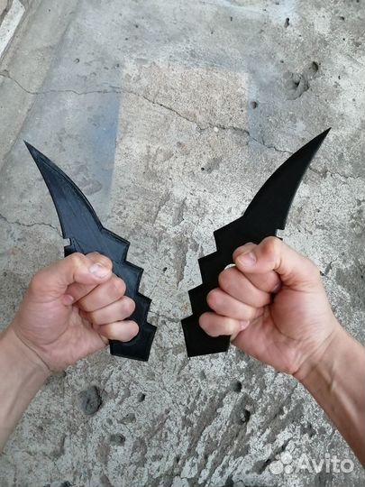 Naruto Asuma Chakra Blade/Kunai Knife/Black Double