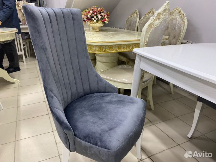 Стул кресло серый велюр
