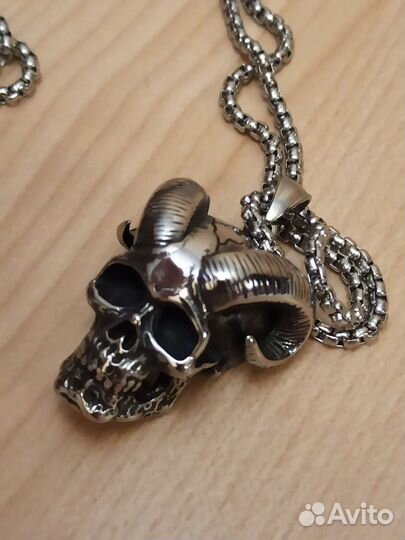 Кулон Рогатый череп нержавеющая сталь