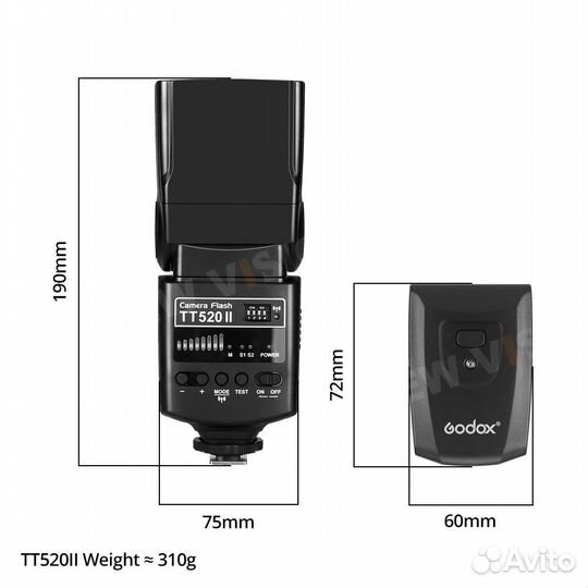 Вспышка Godox TT-520 II + Синхронизатор