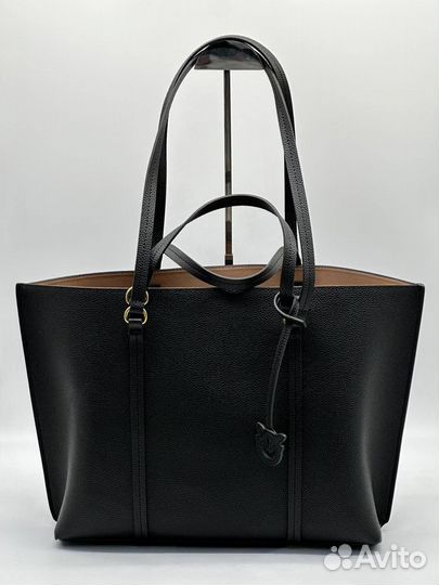 Сумка женская шопер Pinko натуральная кожа черная