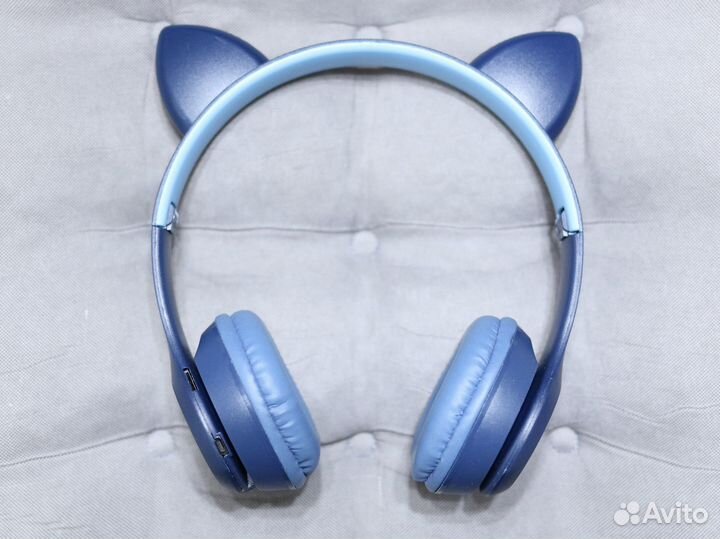 Детские беспроводные наушники светящиеся ушки кошк