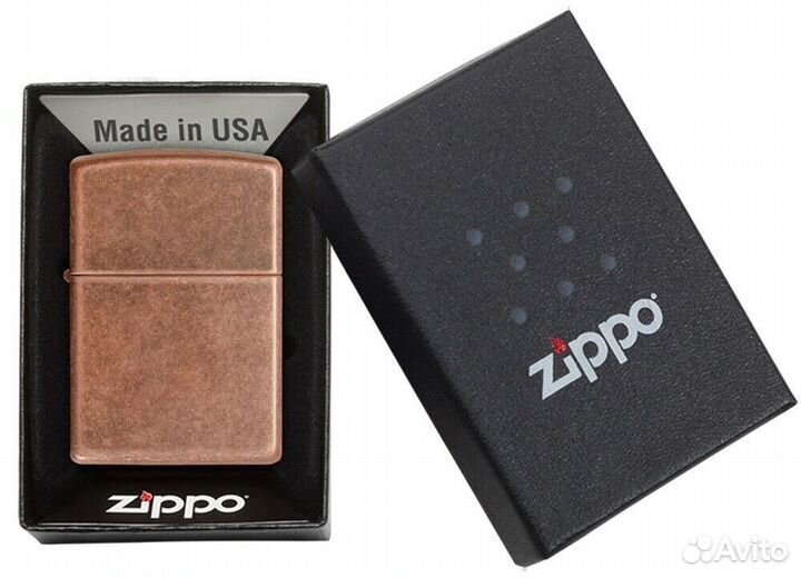 Зажигалка Zippo 201FB Antique Brass Оригинал Новая