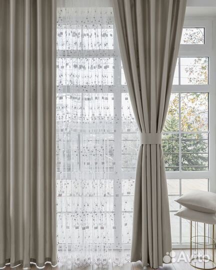 Шторы Адора сливочный новые на окна пошив