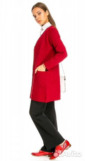 Италия, кардиган женский теплый с карманами бордо