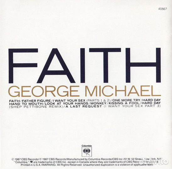 CD диск George Michael – Faith (USA)