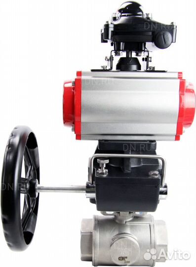 Кран шаровой DN.ru BV3232P(4pc) -SP-3WL-T-ISO-H Ду100 Ру63 стандартнопроходной трехходовой L-тип, не