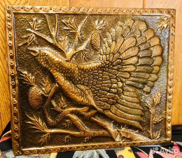 Чеканка медная СССР глухарь